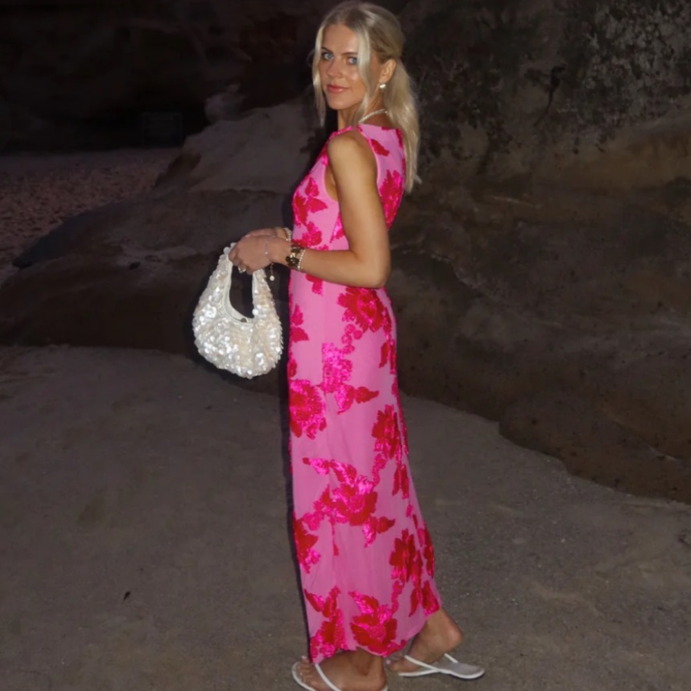 NAADAM Pink Floral Maxi Dress